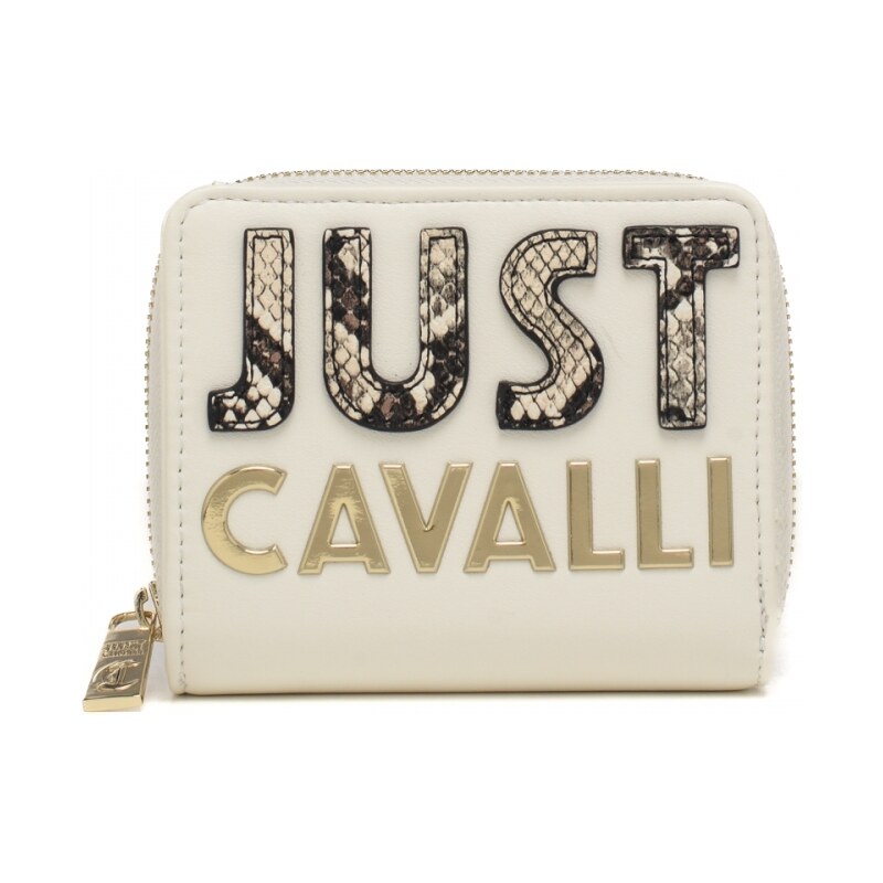 Just Cavalli portafoglio compatto da donna con logo lettering snake bianco