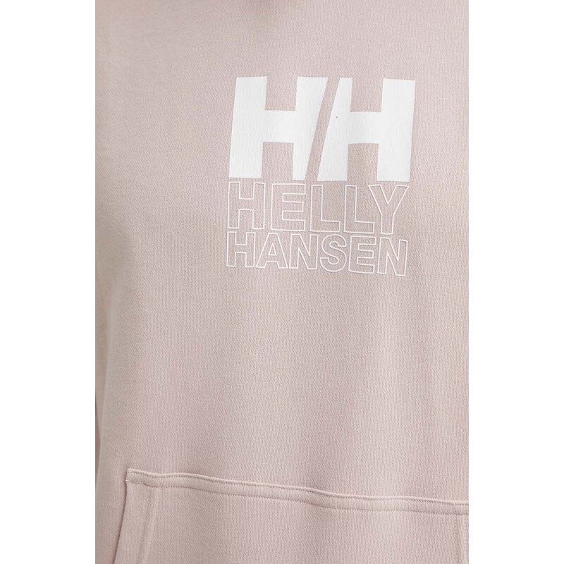 Helly Hansen felpa uomo colore rosa con cappuccio con applicazione 53251