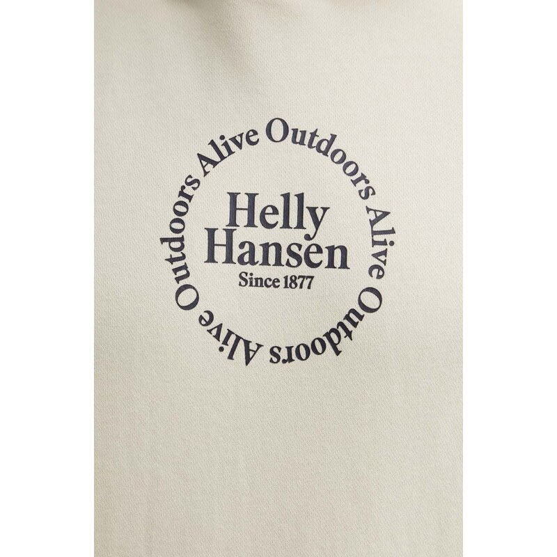 Helly Hansen felpa uomo colore beige con cappuccio con applicazione 53251