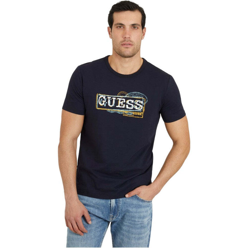 Guess t-shirt blu Box logo M4GI26 J1314