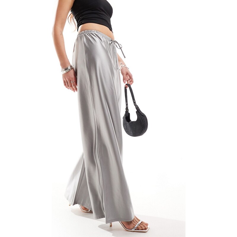 ONLY - Pantaloni con fondo ampio argento liquido