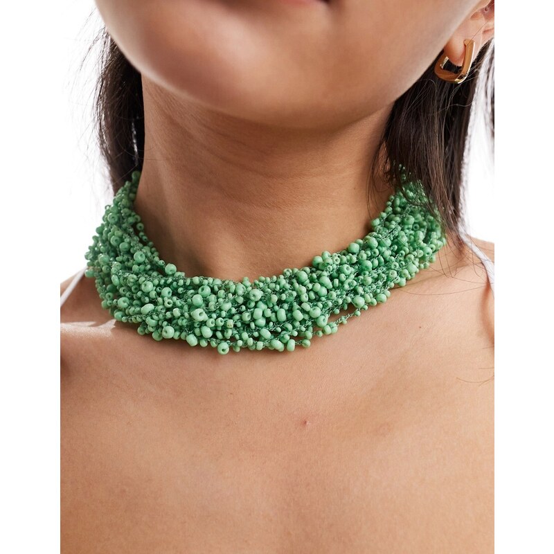 Accessorize - Collana appariscente con perline verde menta
