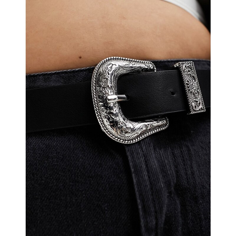 ASOS Curve ASOS DESIGN Curve - Cintura da jeans per vita e fianchi nera stile western-Nero