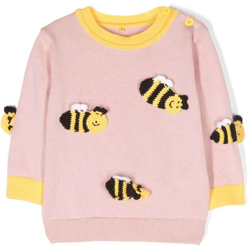 STELLA MCCARTNEY KIDS Maglione rosa/giallo neonata ricamo api