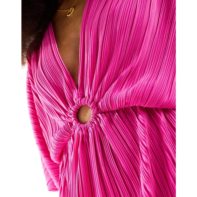 Y.A.S - Tuta jumpsuit a fondo ampio rosa plissé con maniche ampie