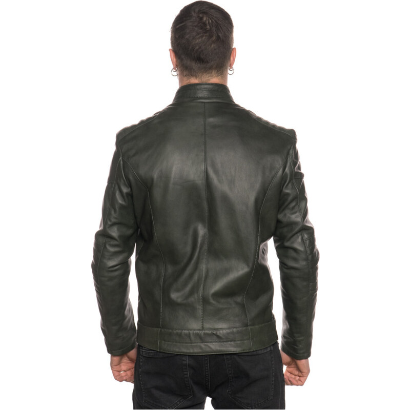 Leather Trend Attila - Biker Uomo Verde in vera pelle