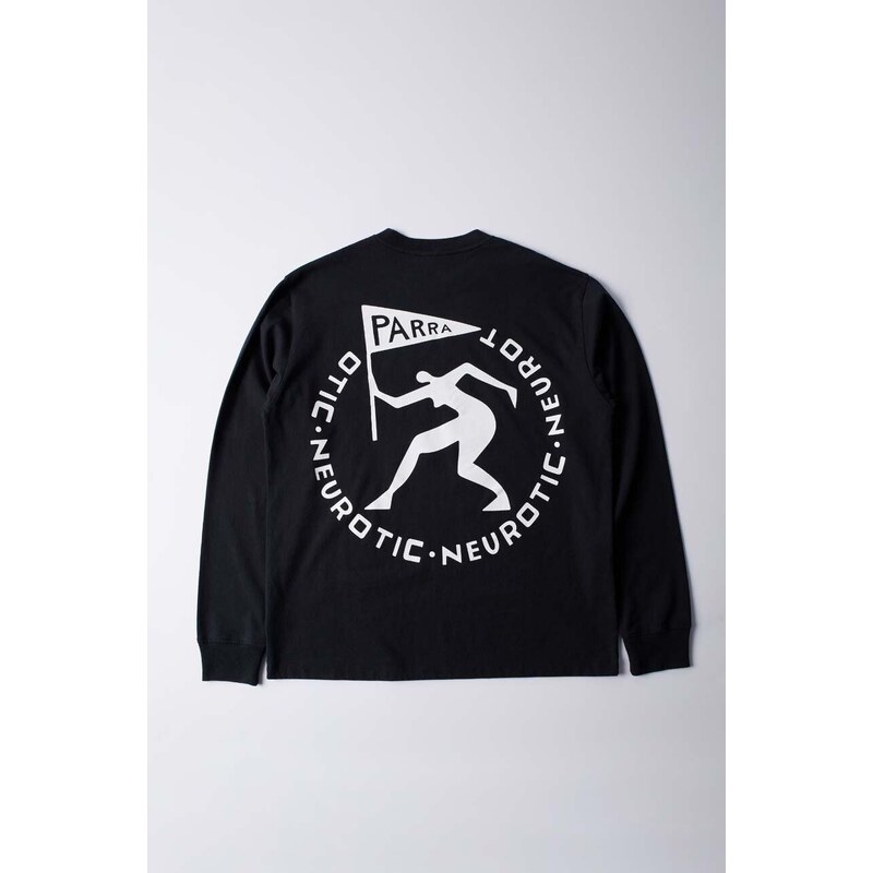 by Parra top a maniche lunghe in cotone Neurotic Flag Long Sleeve colore nero 51210