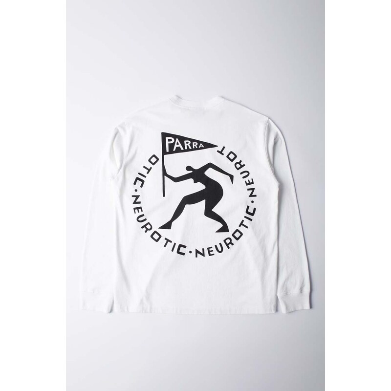 by Parra top a maniche lunghe in cotone Neurotic Flag Long Sleeve colore bianco 51211