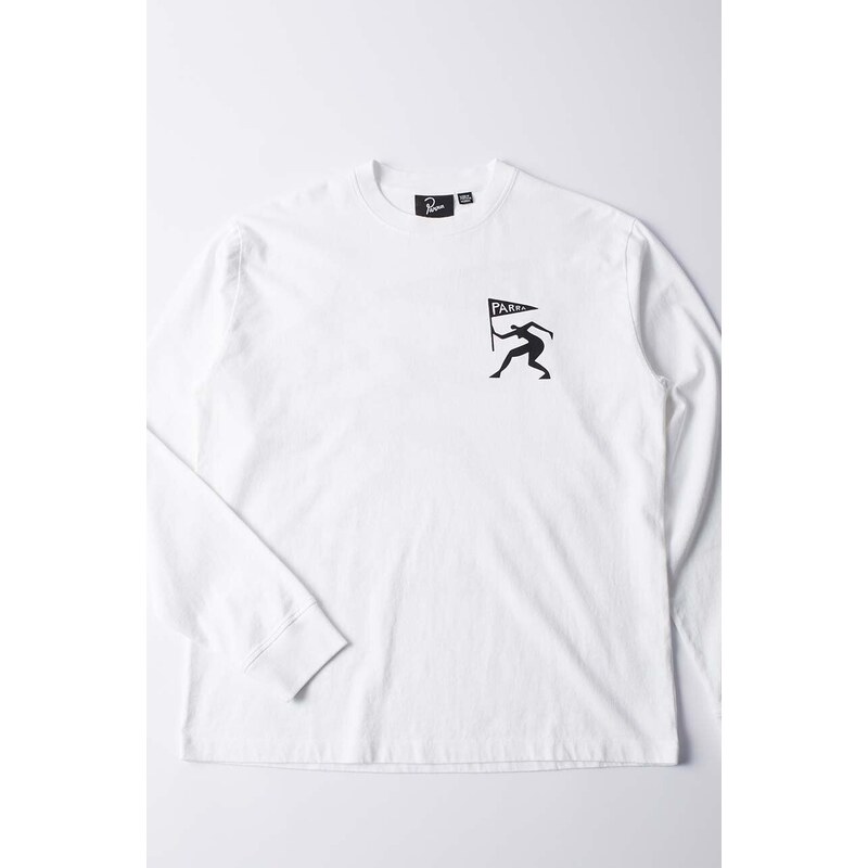by Parra top a maniche lunghe in cotone Neurotic Flag Long Sleeve colore bianco 51211
