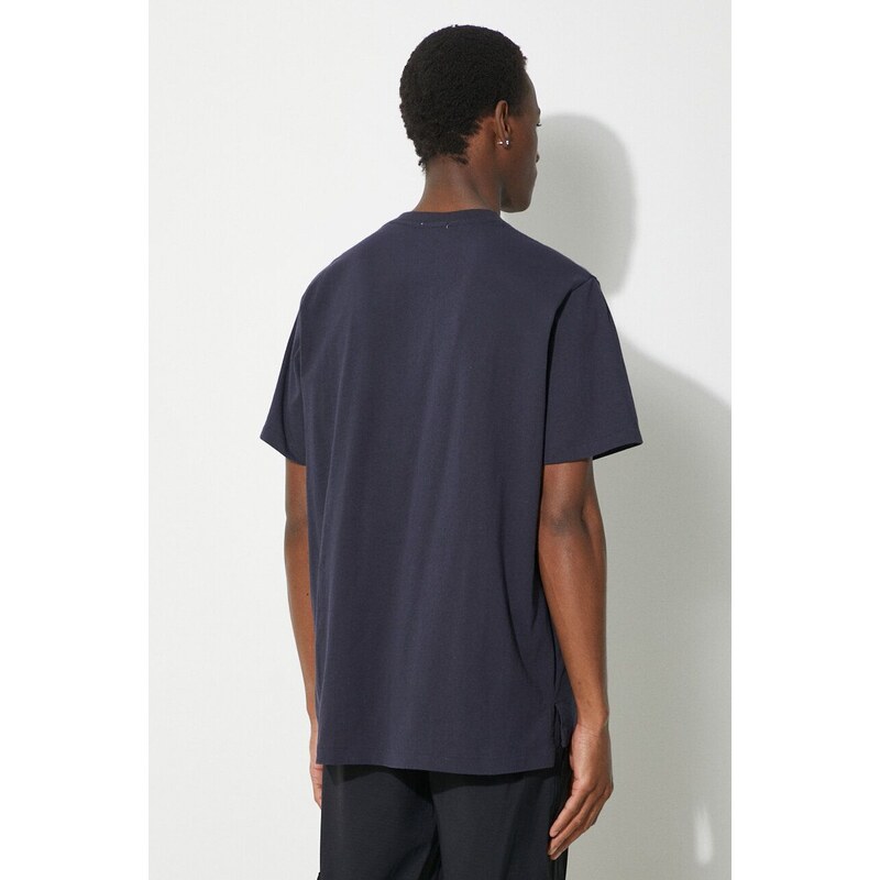 Engineered Garments t-shirt in cotone Printed Cross Crew Neck uomo colore blu navy OR424.NP116