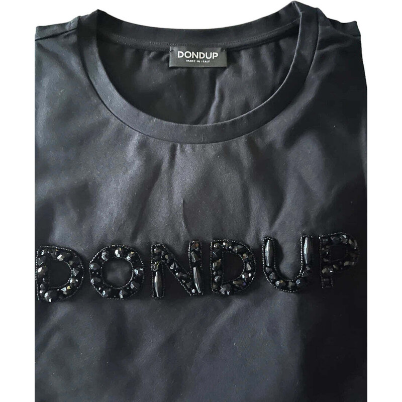 Dondup T-shirt Elegante con Logo e Perline Tono su Tono