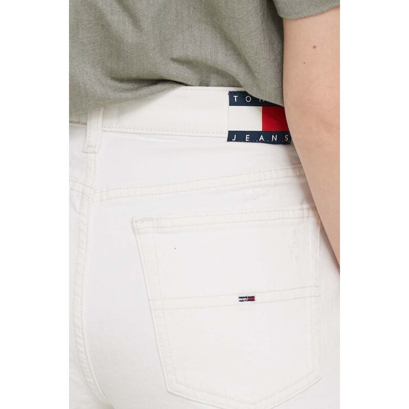 Tommy Jeans pantaloncini di jeans donna colore beige DW0DW17643