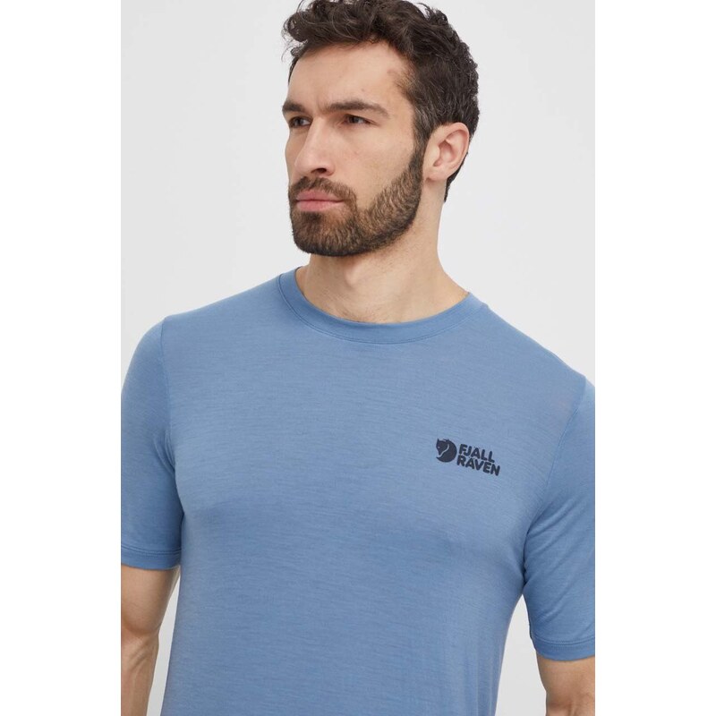 Fjallraven maglietta in lana Abisko Wool Logo colore blu F86977