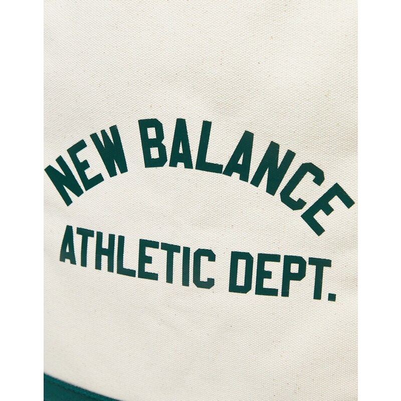 New Balance - Borsa shopping in tela con dettagli verdi-Bianco