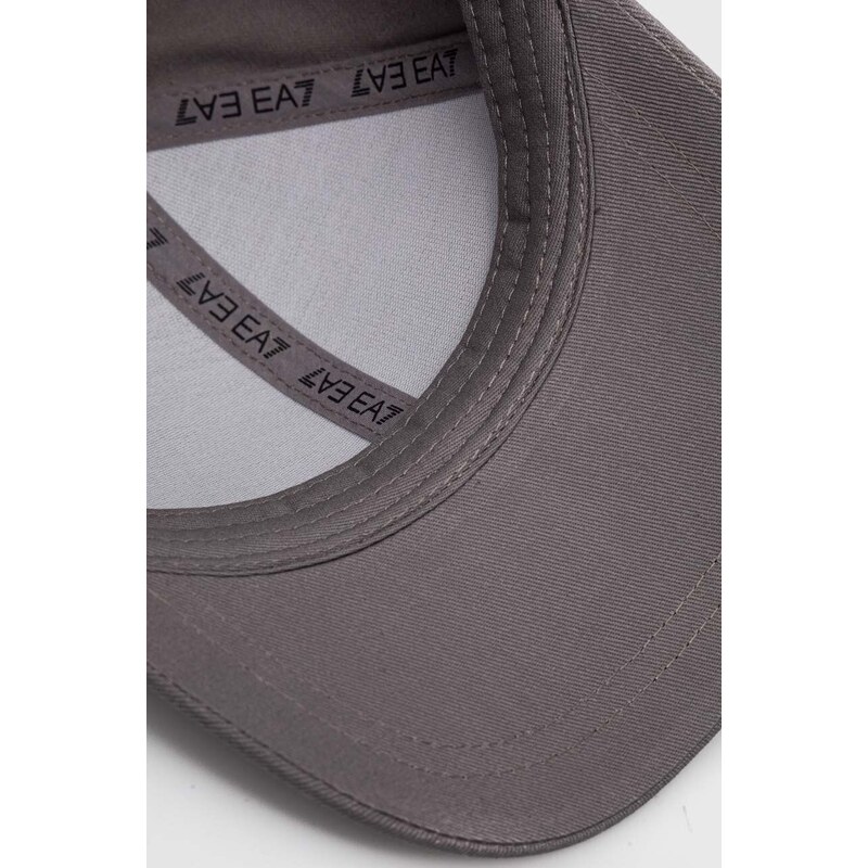 EA7 Emporio Armani berretto da baseball in cotone colore grigio con applicazione