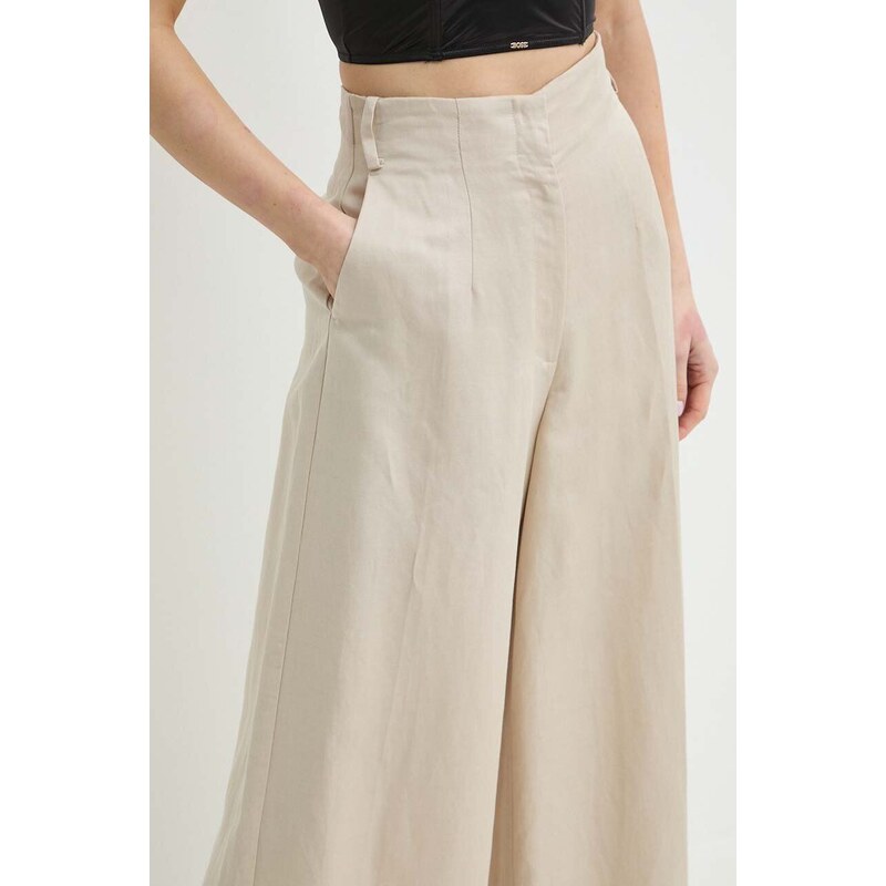 Ivy Oak pantaloni in lino colore beige IO115177