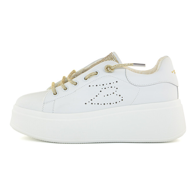 Tosca Blu sneaker Vanity in pelle bianco oro con microstrass