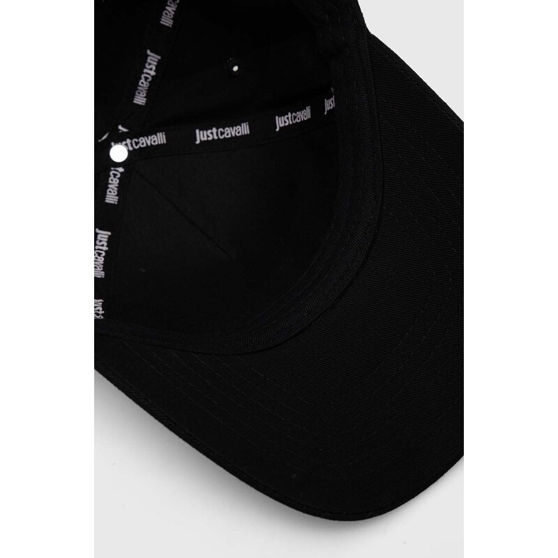 Just Cavalli berretto da baseball in cotone colore nero con applicazione 76RAZK70 ZG242