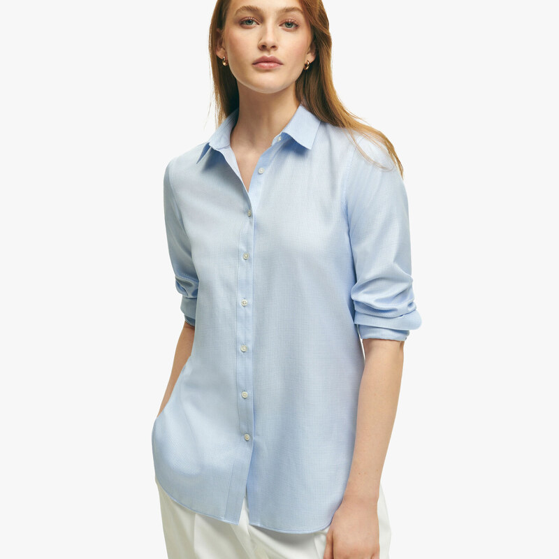 Brooks Brothers Camicia di lusso azzurra in cotone Brooks Brothers x Thomas Mason - female Camicie e T-shirt Blu chiaro 14