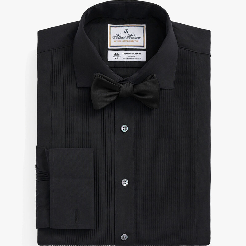 Brooks Brothers Camicia da smoking nera in cotone con collo semi francese e pinces frontali Brooks Brothers X Thomas Mason - male Camicie eleganti Nero 16H