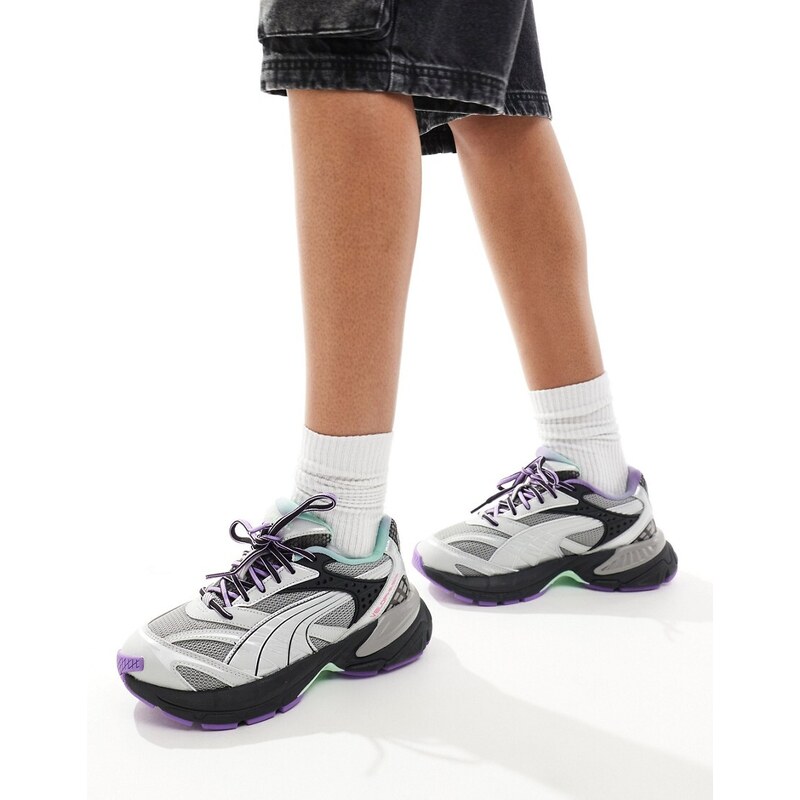 PUMA - Velophasis - Sneakers grigio chiaro e viola