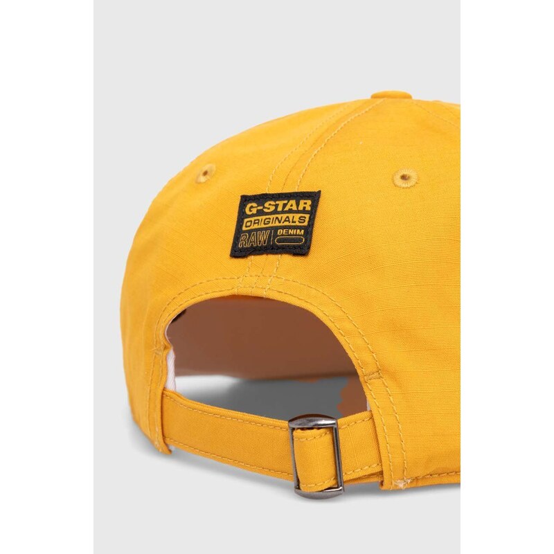 G-Star Raw berretto da baseball in cotone colore giallo con applicazione