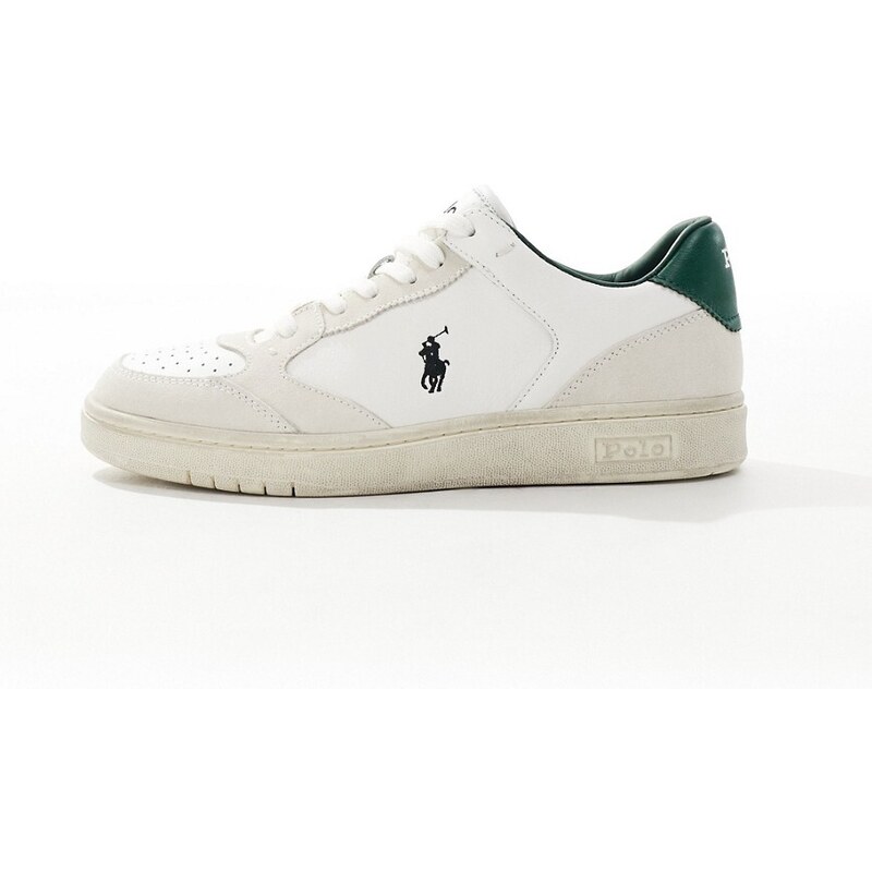 Polo Ralph Lauren - Polo Court Lux - Sneakers color crema scamosciate con logo verde