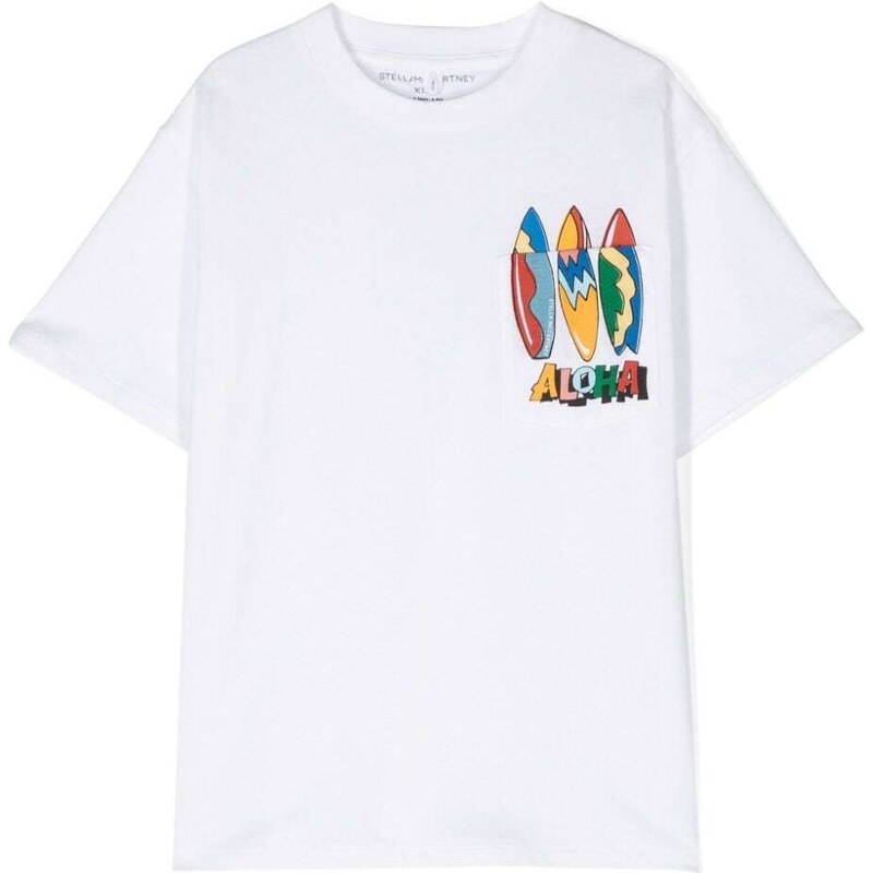 STELLA MCCARTNEY KIDS T-shirt bianca taschino Aloha surf
