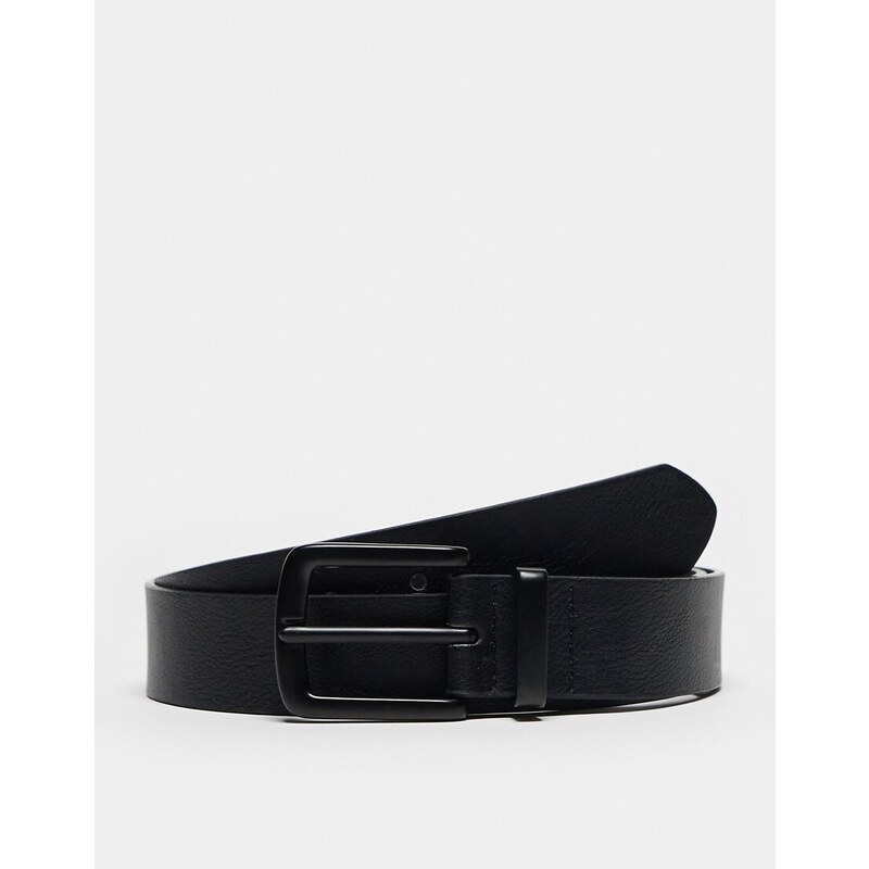 Pull&Bear - Cintura nera con dettaglio in metallo-Nero