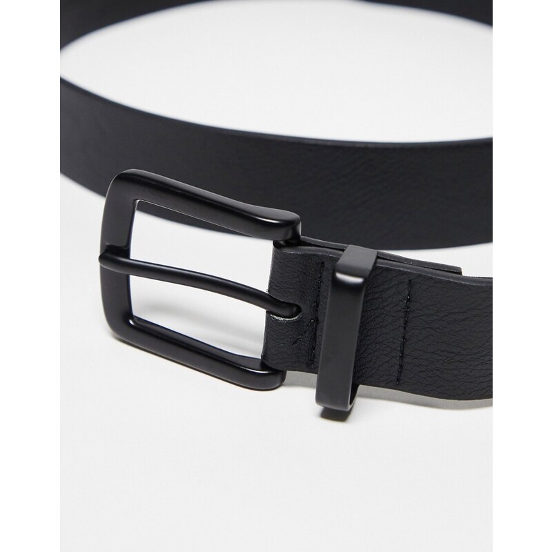 Pull&Bear - Cintura nera con dettaglio in metallo-Nero