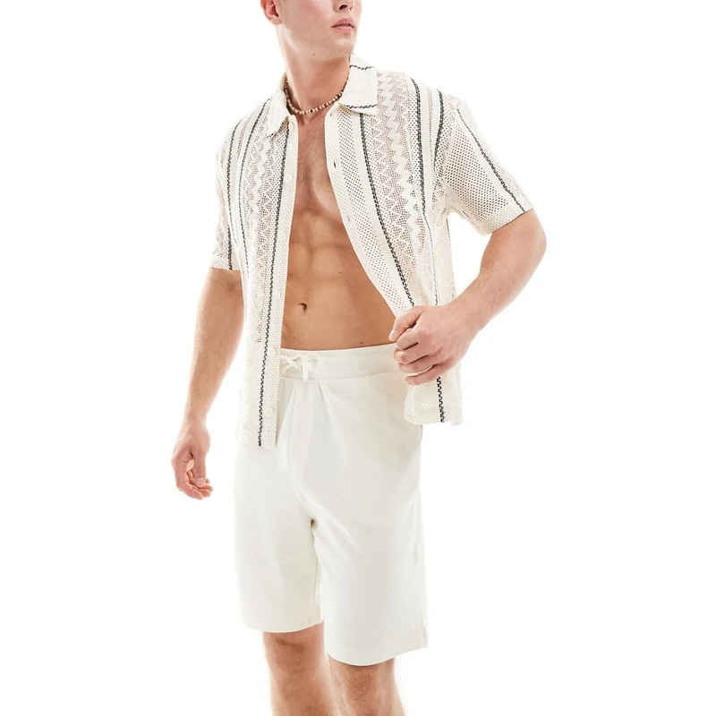 Paul & Shark - Camicia melange a maniche corte con squaletto su
