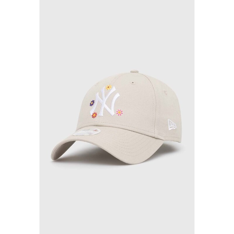 New Era berretto da baseball in cotone colore beige con applicazione NEW YORK YANKEES