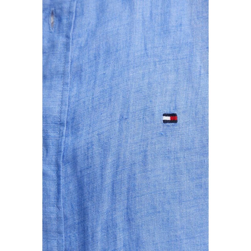 Tommy Hilfiger camicia di lino colore blu MW0MW34602