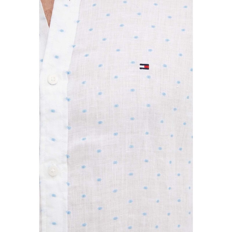 Tommy Hilfiger camicia di lino colore bianco MW0MW34615