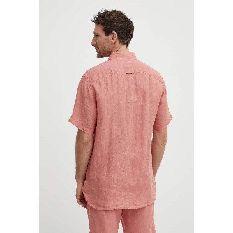 Tommy Hilfiger camicia di lino colore rosa MW0MW35207