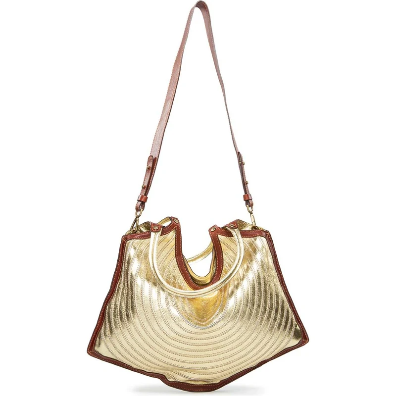 Caterina Lucchi shopping bag AGATA in pelle oro