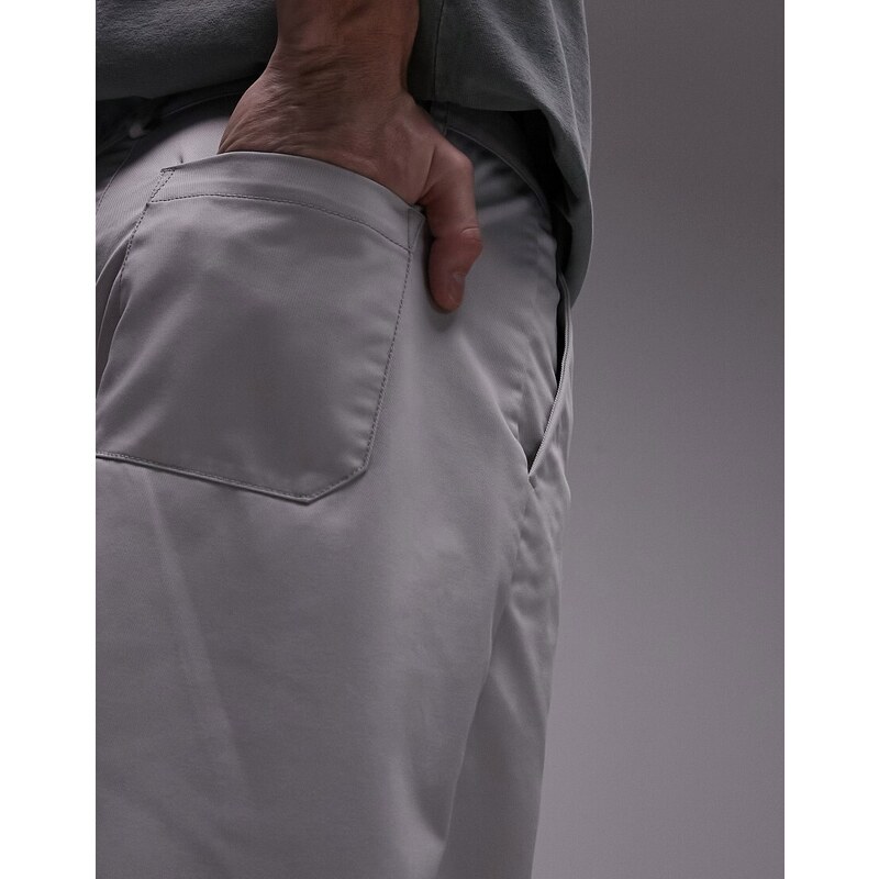 Topman - Pantaloni a fondo ampio grigi con pieghe-Grigio
