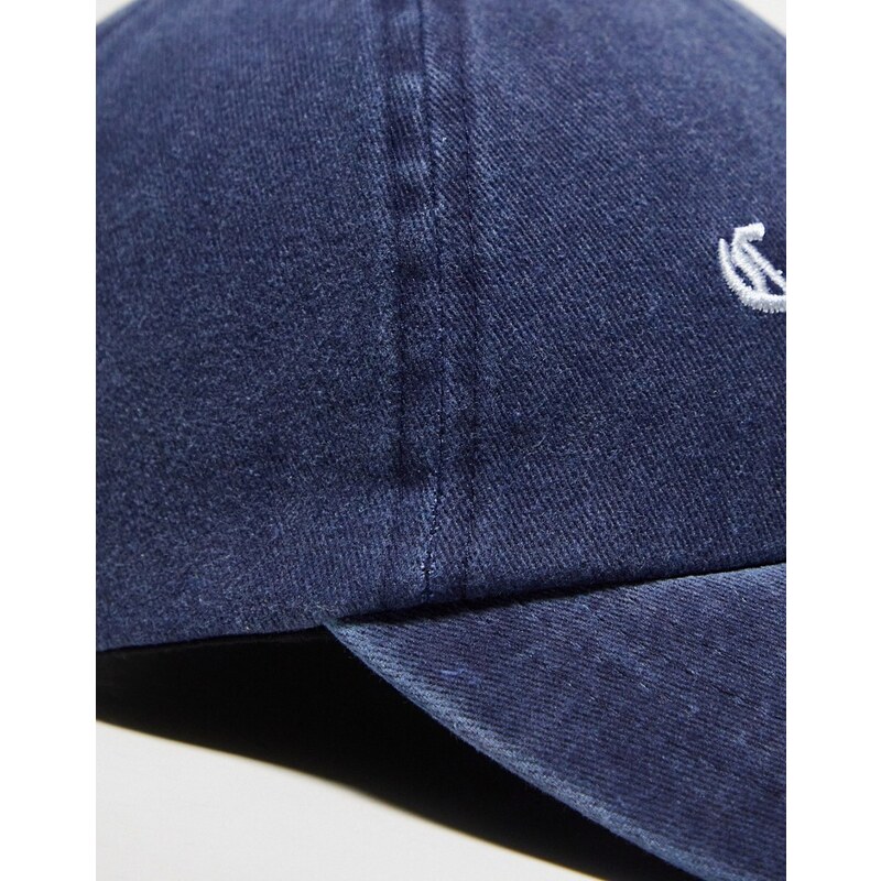 COLLUSION Unisex - Cappellino blu navy slavato con logo stile college