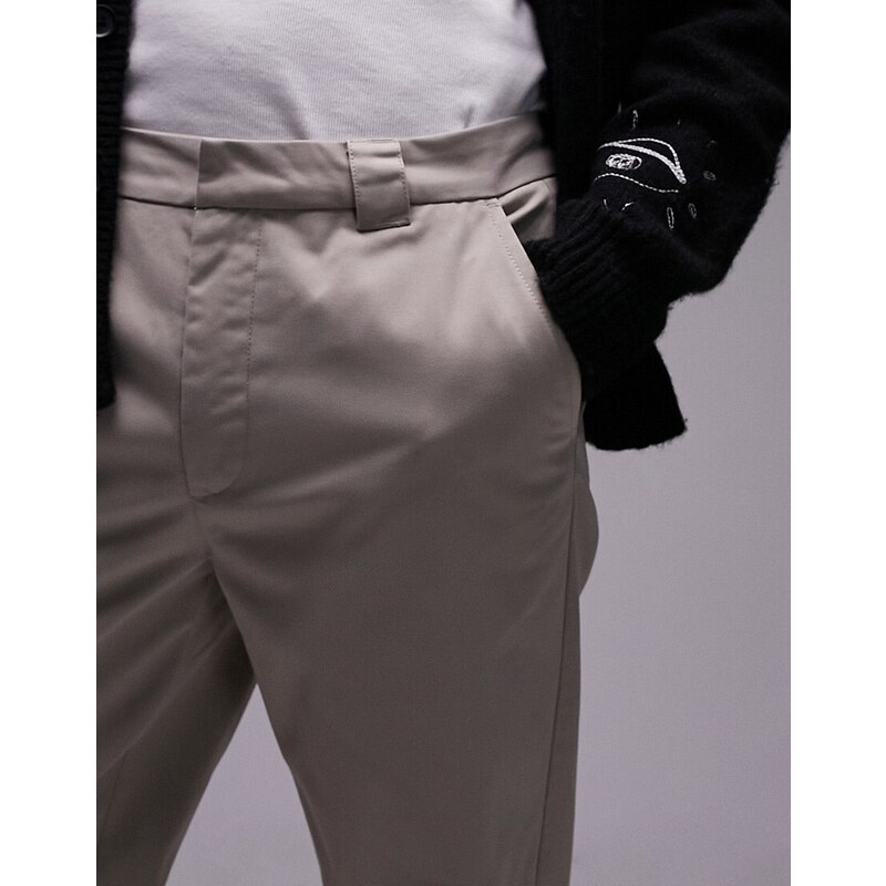 Topman - Pantaloni affusolati color pietra-Neutro