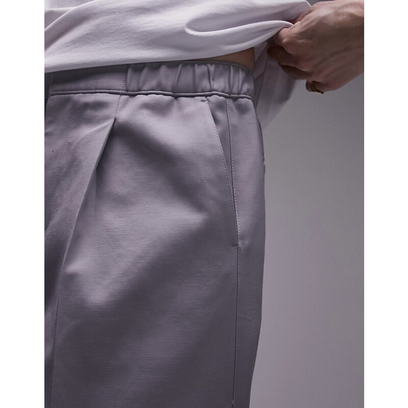 Topman - Pantaloni grigio chiaro extra ampi con vita elasticizzata