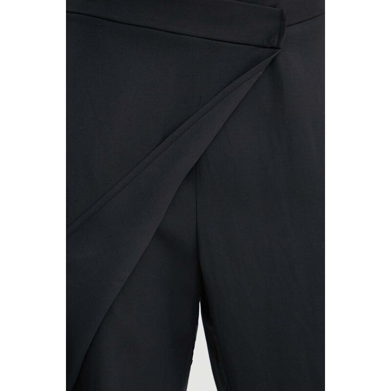 Liviana Conti pantaloni in lino misto colore nero L4SL87
