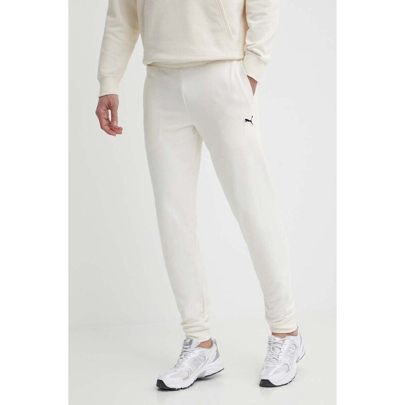 Puma pantaloni da jogging in cotone BETTER ESSENTIALS colore beige con applicazione 675980