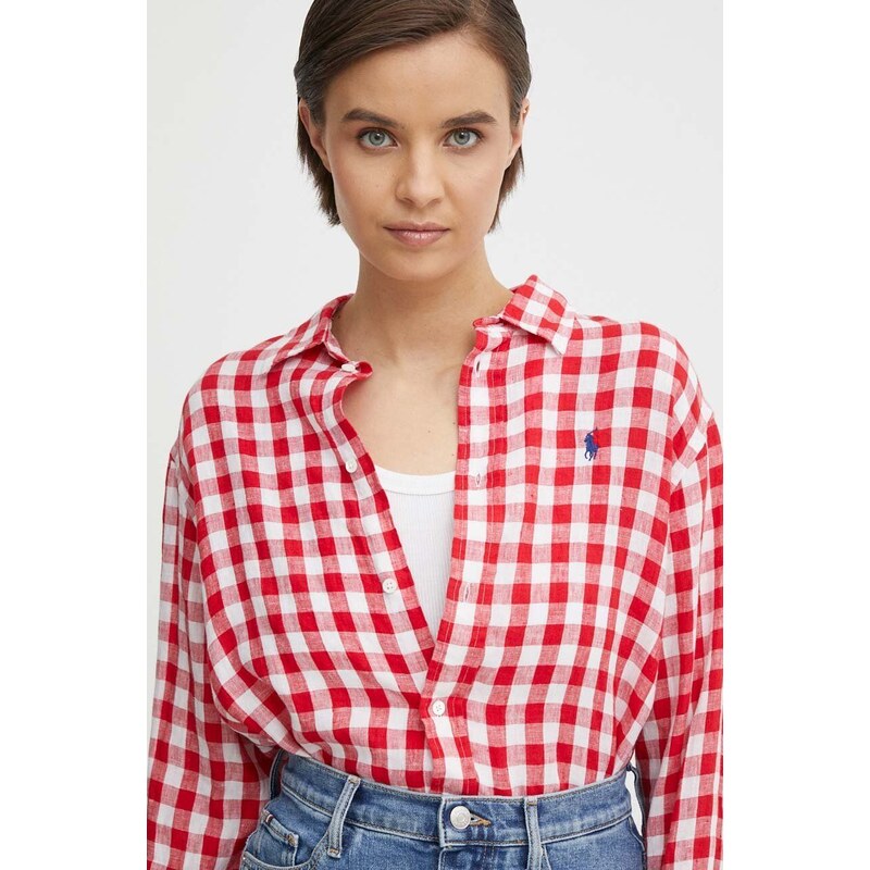Polo Ralph Lauren camicia di lino colore rosso 211935130