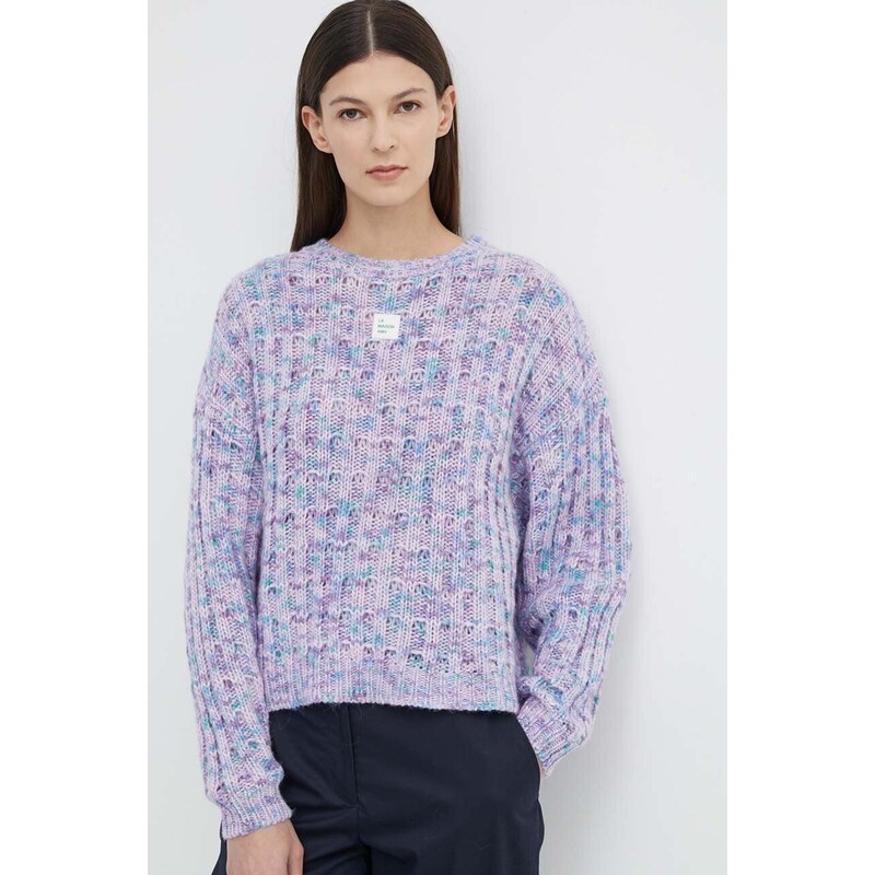 American Vintage maglione in lana PULL ML COL ROND donna colore violetto POY18AE24