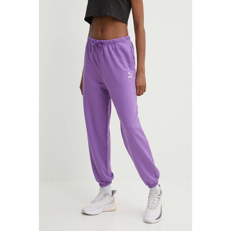 Puma pantaloni da jogging in cotone BETTER CLASSIC colore violetto 624233