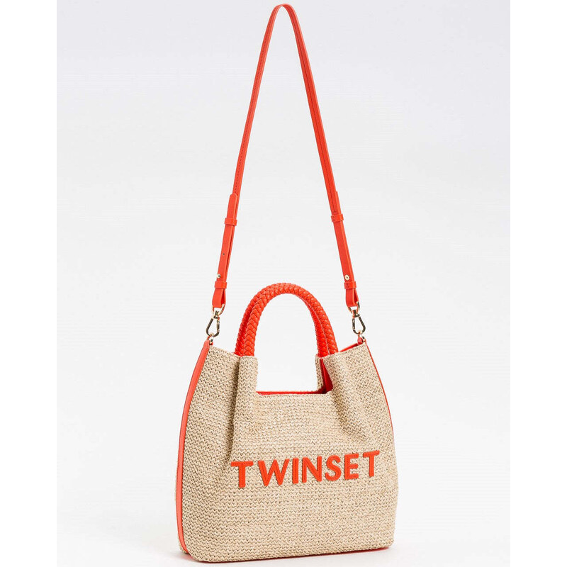 TWINSET Borsa Paglia Beige e Arancio
