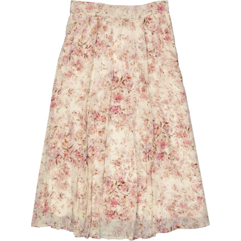 Alessia Zamattio Silk Floral Midi Skirt