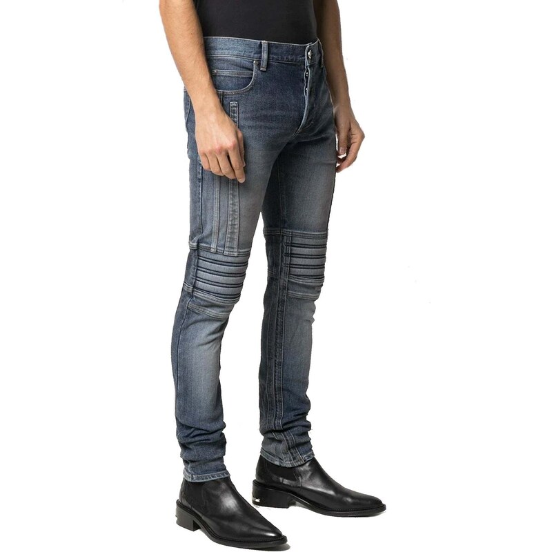 Balmain Ribbed Slim-Fit Denim Jeans