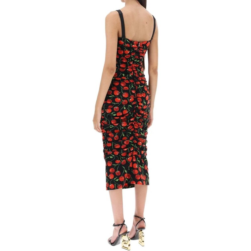 Dolce & Gabbana Cherry Print Jersey Midi Dress