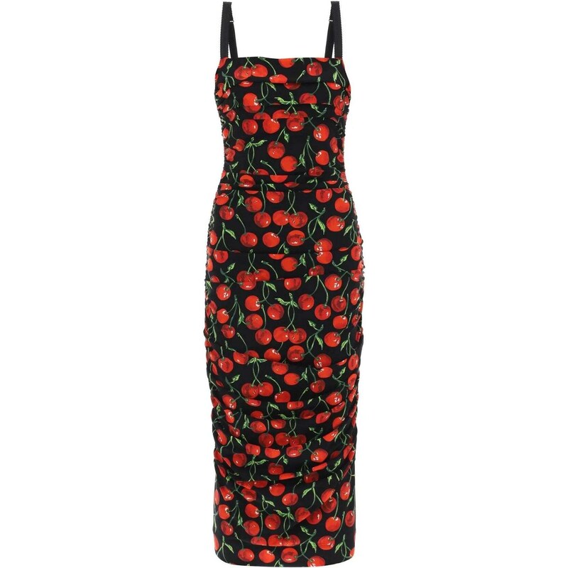 Dolce & Gabbana Cherry Print Jersey Midi Dress